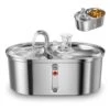 MewDgland Cat Water Fountain 3L/101oz Stainless Steel, 2 In 1 Cat Food Bowl And Pet Water Fountain For Cats Inside, Quiet Automatic Water Dispenser For Dogs And Cats -Zoo Shop 41tFsyrqXZL