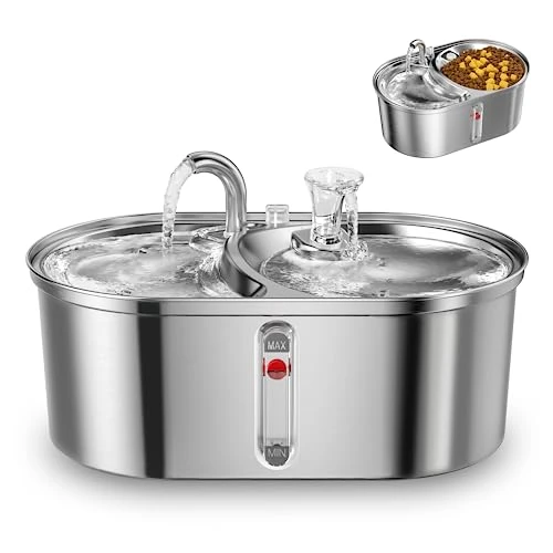 MewDgland Cat Water Fountain 3L/101oz Stainless Steel, 2 In 1 Cat Food Bowl And Pet Water Fountain For Cats Inside, Quiet Automatic Water Dispenser For Dogs And Cats 3 MewDgland Cat Water Fountain 3L/101oz Stainless Steel, 2 In 1 Cat Food Bowl And Pet Water Fountain For Cats Inside, Quiet Automatic Water Dispenser For Dogs And Cats