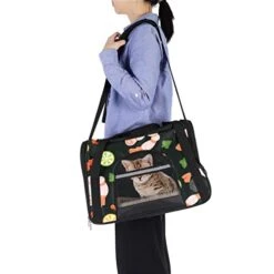 Pet Carrier Pattern With Prawns And Seafood Soft-Sided Pet Travel Carriers For Cats,Dogs Puppy Comfort Portable Foldable Pet Bag Airline Approved -Zoo Shop 41ta4XenXHL