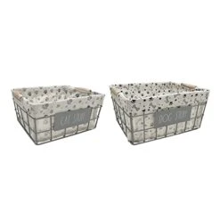 GENERIC Pet Storage Baskets Set Of 2 Dog Stuff Cat Grey Farmhouse Metal -Zoo Shop 41teEotQP4L
