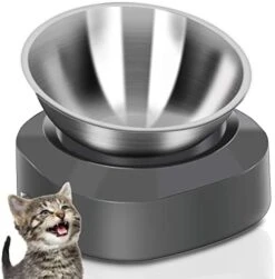 AYADA Raised Cat Food Bowl Set, Stainless Steel Cat Dish For Food Water Anti Vomiting Elevated With Stand Ergonomic Lifted Slanted Tilted 15 Angle Metal Double Kitty Kitten Wet Food Bowl 2 Pet Bowl -Zoo Shop 41tsJw5STqL. AC