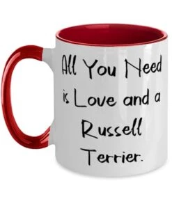All You Need Is Love. Russell Terrier Dog Two Tone 11oz Mug, Sarcasm Russell Terrier Dog Gifts, Cup For Pet Lovers From Friends, Dog Toys, Dog Beds, Dog Food, Dog Bowls, Dog Collars, Dog Leashes