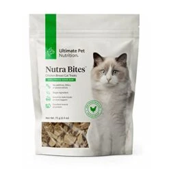 ULTIMATE PET NUTRITION Nutra Bites For Cats, Freeze Dried Raw Treats, Single Ingredient, Grain Free, Chicken Breast, 2.5 Ounce