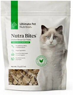 ULTIMATE PET NUTRITION Nutra Bites For Cats, Freeze Dried Raw Treats, Single Ingredient, Grain Free, Chicken Breast, 2.5 Ounce -Zoo Shop 41u9VH4gwnL. AC