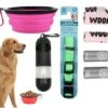 GENERIC Random Color 11 Oz Collapsible Dog Cat Travel Bowl With 70 Waste Bags Dog Collar Waste Bag Dispenser With Santizer -Zoo Shop 41uXs2LkztL