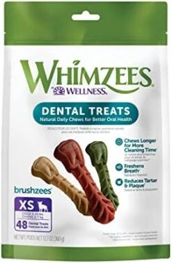WHIMZEES By Wellness Brushing Dental Chews For Dogs, Grain-Free, Long Lasting Treats, Freshens Breath Extra Small Breed, 48 Count -Zoo Shop 41uk5NWFRL. AC