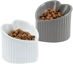 Raised Ceramic Tilted Cat Bowls, Heart Shape Elevated Cat Food Bowl, Porcelain Slanted Pet Feeder Dish For Flat Faced Cats, Protect Cat's Spine, Stress Free, Backflow Prevention,2 Pack(White) 17 Raised Ceramic Tilted Cat Bowls, Heart Shape Elevated Cat Food Bowl, Porcelain Slanted Pet Feeder Dish For Flat Faced Cats, Protect Cat's Spine, Stress Free, Backflow Prevention,2 Pack(White) -Zoo Shop 41v saBrLQL. AC