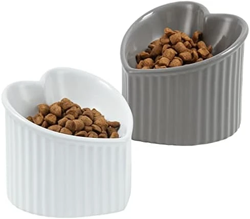 Raised Ceramic Tilted Cat Bowls, Heart Shape Elevated Cat Food Bowl, Porcelain Slanted Pet Feeder Dish For Flat Faced Cats, Protect Cat's Spine, Stress Free, Backflow Prevention,2 Pack(White) 10 Raised Ceramic Tilted Cat Bowls, Heart Shape Elevated Cat Food Bowl, Porcelain Slanted Pet Feeder Dish For Flat Faced Cats, Protect Cat's Spine, Stress Free, Backflow Prevention,2 Pack(White) - Image 8