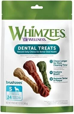 WHIMZEES By Wellness Brushing Dental Chews For Dogs, Grain-Free, Long Lasting Treats, Freshens Breath Extra Small Breed, 48 Count -Zoo Shop 41vBM9YyBlL. AC