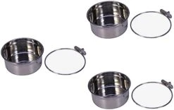POPETPOP 3pcs Canary Food Trumpet Stand Budgie Cage Accessories Bird Cup Crate Dog Bowl Stainless Steel Pet Cage Bowl Bird Feeder Pet Bowl Hanging Bowl To Feed Water Dispenser Silver -Zoo Shop 41vSooigKhL. AC