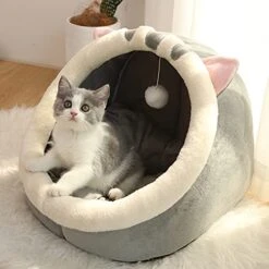 JENPECH Cat Bed Cave For Indoor Cats - Soft Cute Small Cat Bed Warm Pet Basket Kitten Lounger Cushion For Home - Small Pet Bed That Serves As A Cat Cave, Cat Condo -Zoo Shop 41vp01X0MWS