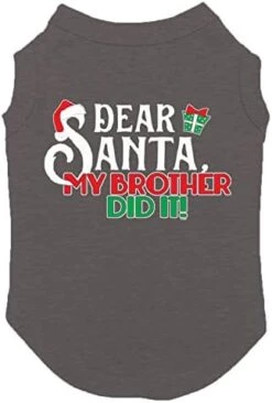 Dear Santa My Brother Did It - Christmas Dog Shirt (Natural, Small) -Zoo Shop 41w ndcoRGL. AC