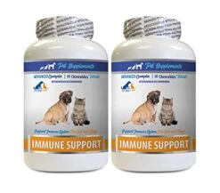 Cat Allergy Remover - PET Immune Support - For Dogs And Cats ONLY - Natural - VETS Choice - Cat Allergy Protection - 120 Treats (2 Bottles)