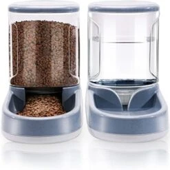 Lucky-M Pets Automatic Feeder And Waterer Set,Dogs Cats Food Feeder 3.8L,2 In 1 Water Dispensers For Small Medium Big Pets (B-Gray) -Zoo Shop 41wX05xbudL. AC