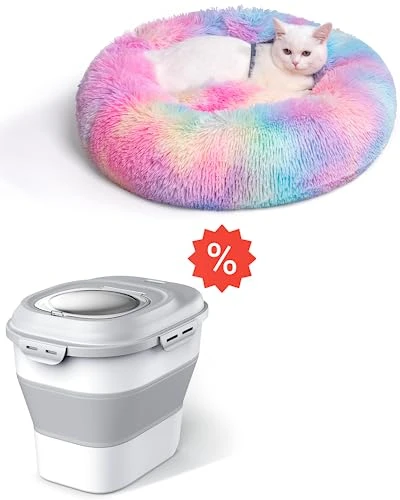 Somkaco Collapsible Dog Food Container 30Lbs + Donut Calming Dog Bed 24inch 4 Somkaco Collapsible Dog Food Container 30Lbs + Donut Calming Dog Bed 24inch - Image 2