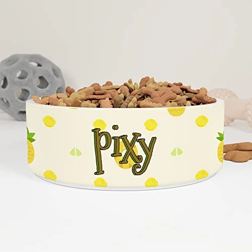 GENERIC Pineapple & Lemon Pattern Personalized Pet Bowl Cat Bowls, Cute Dog Bowl With Name, Custom Ceramic Dog Cat Pet Bowls Available In Two Sizes 3 GENERIC Pineapple & Lemon Pattern Personalized Pet Bowl Cat Bowls, Cute Dog Bowl With Name, Custom Ceramic Dog Cat Pet Bowls Available In Two Sizes