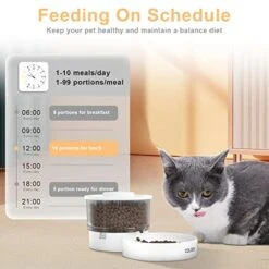 COLIBEN Automatic Cat Feeder With Slow Distribution Design, Bluetooth App Control Cat Feeder Customized Feeding Schedule, Up To 99 Protions 10 Meals Per Day, Dual Power Supply Pet Food Dispenser, 1L -Zoo Shop 41wvLIAdljL