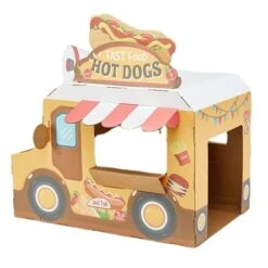 Cardboard Cat House: All-Season DIY Semi-Enclosed Design Scratching Board High-Density Creative Cottage Playhouse Toys Indoor Decor (Not Scratching Board,Hot Dog Fast Food Truck) -Zoo Shop 41x2TRLKQ1L