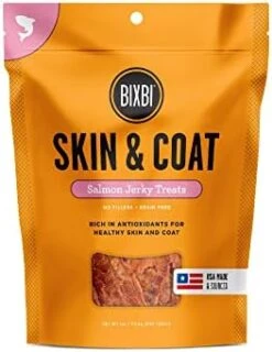 BIXBI Skin & Coat Support Salmon Jerky Dog Treats, 10 Oz - USA Made Grain Free Dog Treats - Antioxidant Rich To Support Shiny, Full Bodied Coats - High In Protein, Whole Food Nutrition, No Fillers -Zoo Shop 41x3z1FttwL. AC 1
