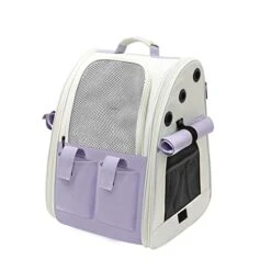 Cat Carrier Cat Bag Shoulders Outing Portable Pet Bag Large Capacity Dog Backpack Portable Cat Supplies Cat School Bag Pet Carrier (Color : Purple)