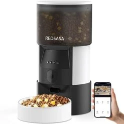 REDSASA Automatic Cat Feeder, Cat Feeder With Camera, 3L Automatic Cat Food Dispenser With Night Vision&1080P HD Video, Up To 20 Portions 8 Meals Per Day