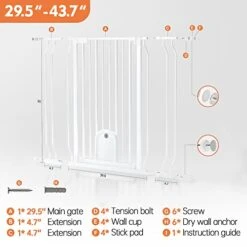 Extra Tall Wide Baby Gate With Cat Door For Stairs Doorways Dog Pet Cat Gate With Walk Througe Door Pressure Mounted 15 Extra Tall Wide Baby Gate With Cat Door For Stairs Doorways Dog Pet Cat Gate With Walk Througe Door Pressure Mounted -Zoo Shop 41xdyrfOCOL