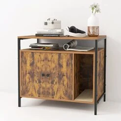 Pshelfy Litter Box Enclosure, Modern Cat Litter Box Furniture Hidden, Wooden Cat Washroom Storage Bench, Hidden Cat Litter Cabinet, For Living Room, Bedroom, Entrance Hallway, Rustic Brown