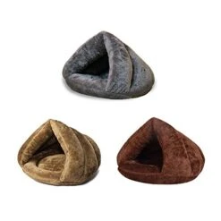 YangYan Soft Pet Bed Cats Dogs Bed House Winter Warm Sleeping Cats Nest Plush Puppy Cushion Mat Portable Pet Cat Supplies Bed For Cats (Color : Brown, Size : 50x40cm) -Zoo Shop 41xqizyC3fL