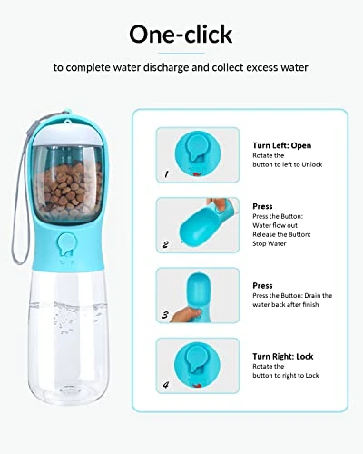 Paoakaola Dog Water Bottle 2 In 1, Leak Proof Portable Pet Water Bottle With Food Container, Outdoor Portable Water Dispenser For Cat, Rabbit, Puppy For Walking, Hiking, Camping, Travel(19oz Blue) 7 Paoakaola Dog Water Bottle 2 In 1, Leak Proof Portable Pet Water Bottle With Food Container, Outdoor Portable Water Dispenser For Cat, Rabbit, Puppy For Walking, Hiking, Camping, Travel(19oz Blue) - Image 5