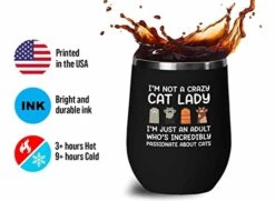 Flairy Land Cat Lady Black Wine Tumbler 12oz - Passionate About Cats -Cat Funny Gifts Cat Mom Cat Grandma Pet Paw Kitten Whiskers Cat Lovers Feline Cat Person Cat Rescuer -Zoo Shop 41yGNst4C8L