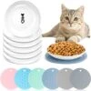 6 Pcs Whisker Fatigue Cat Bowl With 6 Pcs Silicone Anti Slip Mat, Ceramic Cat Food Plate, Cat Wet Food Bowl, Shallow Cat Food Dish For Feeding Kitten Small Pet Water, 6 Inch -Zoo Shop 41yWlXvbGfL