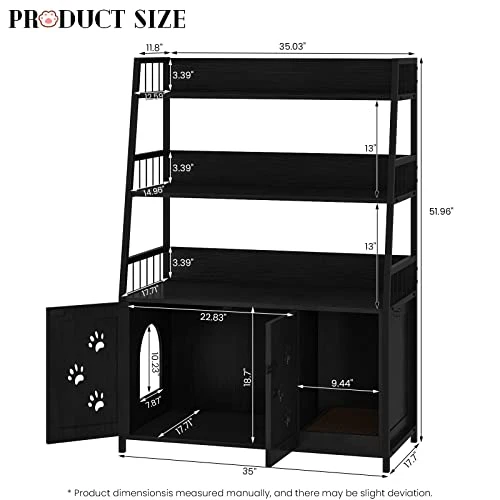 Recaceik Large Cat Litter Box Enclosure With Shelf Storage, Hidden Cat Washroom Furniture, Wooden Cat House With Scratch Pad, Sturdy Indoor Cat Cabinet With 2 Doors, Black 8 Recaceik Large Cat Litter Box Enclosure With Shelf Storage, Hidden Cat Washroom Furniture, Wooden Cat House With Scratch Pad, Sturdy Indoor Cat Cabinet With 2 Doors, Black - Image 6