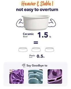 LE TAUCI PET Ceramic Dog Bowl, 2.6 Cups Dog Water Bowl, Weighted Dog Food Bowl Dish For Small Medium Breed, Fit For Dog Bowl Stand With Hole Opening Between 5.75" - 6.25" 16 LE TAUCI PET Ceramic Dog Bowl, 2.6 Cups Dog Water Bowl, Weighted Dog Food Bowl Dish For Small Medium Breed, Fit For Dog Bowl Stand With Hole Opening Between 5.75" - 6.25" -Zoo Shop 41ydHHQMoPL