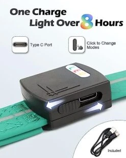 Joytale Light Up Dog Collars Rechargeable, High Visibility LED Dog Collar for Pet Night Walking, 3 Flash Modes, Rainproof PVC Glow Collar Adjustable for Small Medium Large Dogs, Teal, L -Zoo Shop 41ygwqYoJCL