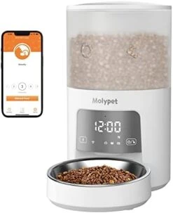 Molypet Automatic Cat Feeders - 5G WiFi Pet Feeder With APP Control, 4L Dry Food Dog Feeder With Low Food & Blockage Alarms, 1-10 Meals Per Day, Up To 10s Meal Call For Pets -Zoo Shop 41ylFHAWqL. AC