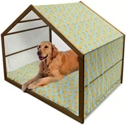 Ambesonne Fruit Wooden Pet House, Vintage Design Grape Bunches And Leaves Fresh Food Drawing, Indoor & Outdoor Portable Dog Kennel With Pillow And Cover, Small, Green Brown -Zoo Shop 41z8P1bBnNL. AC