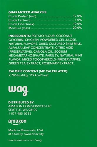 Amazon Brand - Wag Dog Dental Chews - Green Brush - Large Dogs (50 - 100 Lb), 36Oz, 24 Count 4 Amazon Brand - Wag Dog Dental Chews - Green Brush - Large Dogs (50 - 100 Lb), 36Oz, 24 Count - Image 2