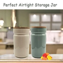 AQARTZA Pet Food Container, 4 X 7 In Ceramic Cat Collection Treat Jar, Dog Food Storage Canister For Hamster Treat, Rabbit Food, Bird Feed -Zoo Shop 41zSznO3QJL