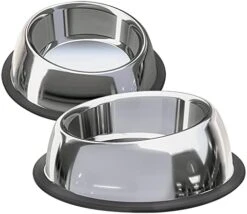 Nicelock Stainless Steel Slanted Dog Bowl(1 Pack), Removable Non-Slip Rubber Ring, Stackable Pet Bowls Feeder & Water Dish(Medium-2.5Cup) -Zoo Shop 41zz s0wltL. AC