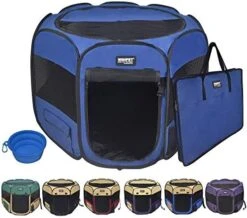 WINiPET 2-Door Folding Soft Pet Playpen (2 Year Warranty), Plus Carrying Bag And Food Grade Silicone Bowl, 10-Size And 12-Color Portable Dog Cat Playpen, Exercise Pen, Indoor & Outdoor Pet Home -Zoo Shop 51 OZ2BQYL. AC