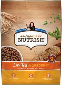 Rachael Ray Nutrish Limited Ingredient Lamb Meal & Brown Rice Recipe, Dry Dog Food, 14 Pound Bag (Packaging Design May Vary) -Zoo Shop 51 WTmMXEBL. AC