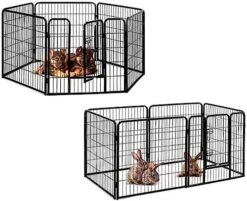 Fence Pen Freestanding Foldable Dog Gates Foldable Metal Pet Exercise Playpen Install Easily Enclosure Dog Fences Puppy Kennel House Dog Supplies Pet Puppy Safety Fence -Zoo Shop 510LHaGOZFL