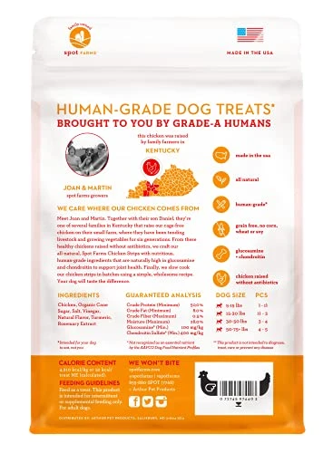 Spot Farms All Natural Human Grade Dog Treats, Chicken Strips With Glucosamine And Chondroitin, 12.5 Ounce 4 Spot Farms All Natural Human Grade Dog Treats, Chicken Strips With Glucosamine And Chondroitin, 12.5 Ounce - Image 2