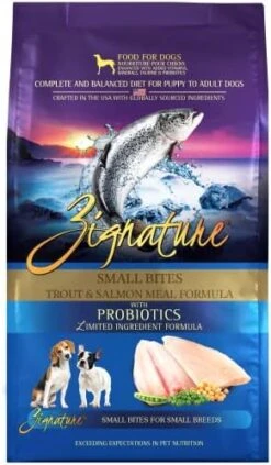 Zignature Trout & Salmon Limited Ingredient Formula Dry Dog Food Small Bites 4lb -Zoo Shop 510YEShbyFL. AC