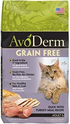 Avoderm Natural Grain-Free Dry Cat Food, All Life Stages Duck Recipe, 5 Lb Bag -Zoo Shop 510cHVMenZL. AC