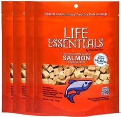 LIFE ESSENTIALS BY CAT-MAN-DOO All Natural Freeze Dried Wild Alaskan Salmon Treats For Cats & Dogs - Single Ingredient No Grain Snack With No Additives Or Preservatives, 5 Ounce Bag -Zoo Shop 510nDjRdL. AC