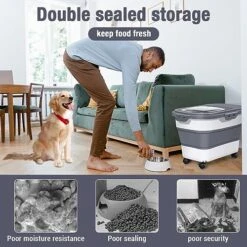 Muibe Dog Food Storage Container, Dog Food Storage Container 20-25 LBS Capacity, Collapsible Airtight Dog Food Containers With Clear Lid, Measuring Cups -Zoo Shop 510w6y8Kf6L