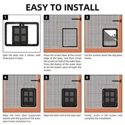 Cat Screen Door, Bautizadod Inside Opening 9.45 * 7.48 Inches Pet Door For Screen Door, Pet Door Magnetic Baffle, Automatic Adjustable Lockable Black Door For Puppy Dog And Cat Door, Easy To Install. -Zoo Shop 510xgYSsFkL