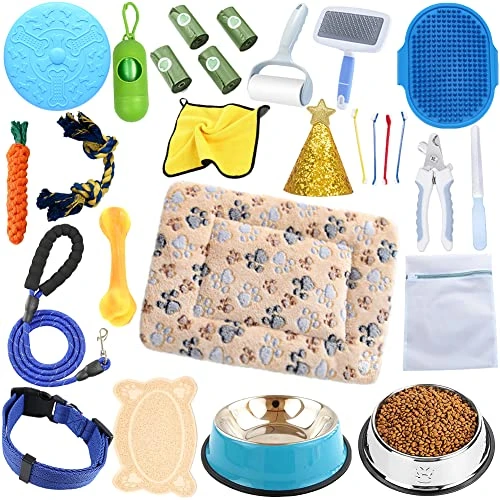 LINXTAR Puppy Starter Kit 27pcs For Small/Medium Breed Puppy Essential, Includes: Puppy Toys/Plush Dog Bed/Bowls With Food Mat/Leash Collar/Bath Grooming Supplies/Cleaning Accessories 3 LINXTAR Puppy Starter Kit 27pcs For Small/Medium Breed Puppy Essential, Includes: Puppy Toys/Plush Dog Bed/Bowls With Food Mat/Leash Collar/Bath Grooming Supplies/Cleaning Accessories