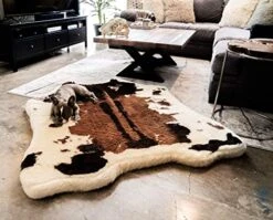 PAW BRANDS Puprug Faux Cowhide Memory Foam Orthopedic Dog Bed, Premium Memory Foam Base With Ultra-Soft Faux Fur Cover, Water-Resistant Liner, Easy To Clean (Brown And White) -Zoo Shop 511Rbp2FiSL